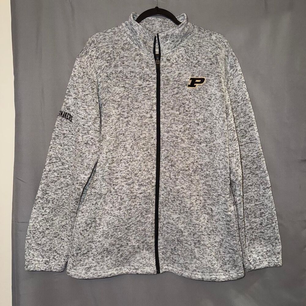 Purdue Boilermakers gray heathered zip-up fleece jacket